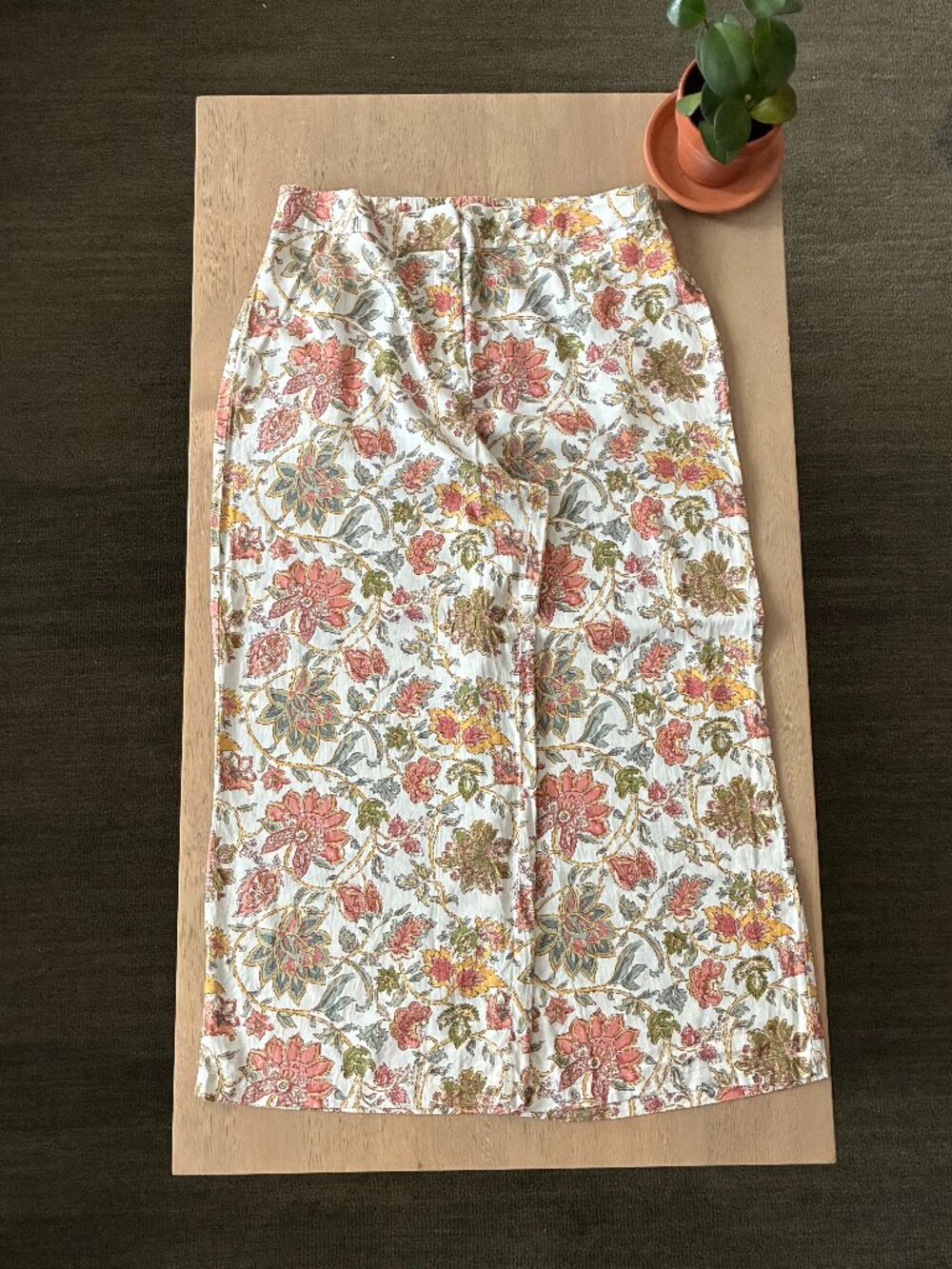 Mango Floral Paisley Wide Leg Linen Blend Pants Sz XL